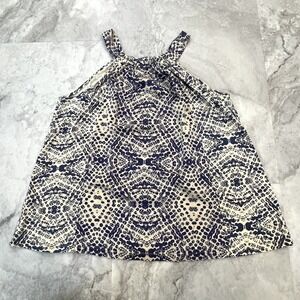 Sundance Blue‎ & Cream Tank Top Silk Sleeveless Shirt Size Small S